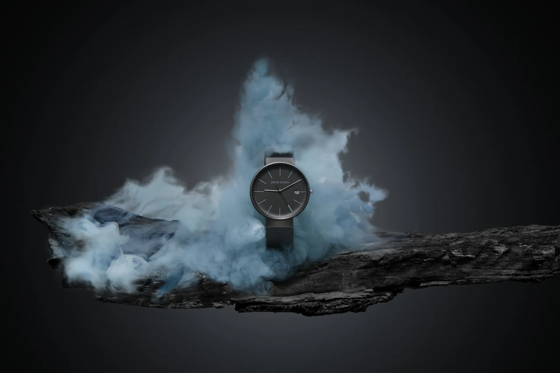 Professionelles Produktfoto einer Jacob Jensen Uhr im Wasser | NOVA Fotografie Wien