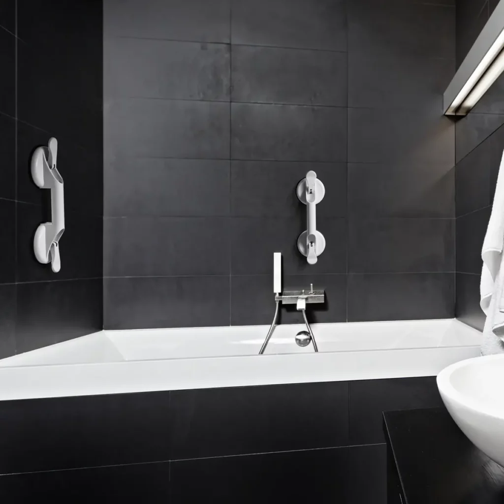 Amazon Anwendungsbild – Duschgriff an der Fliesenwand im Badezimmer
