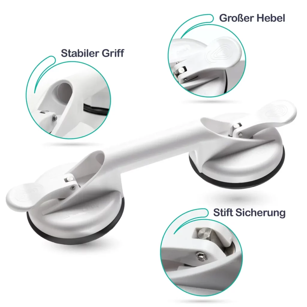 Amazon Listing Duschgriff – Detailansichten von Griff, Hebel und Sicherung